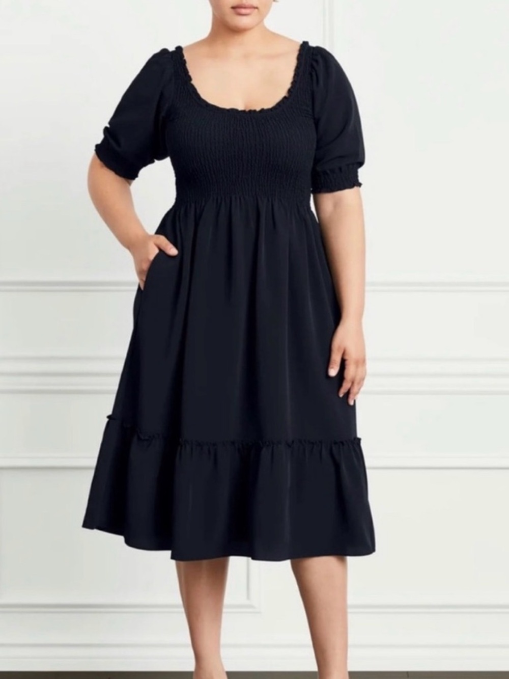 Hill House The Louisa Nap Dress in Wrinkle-Resistant Crepe Black Size Medium